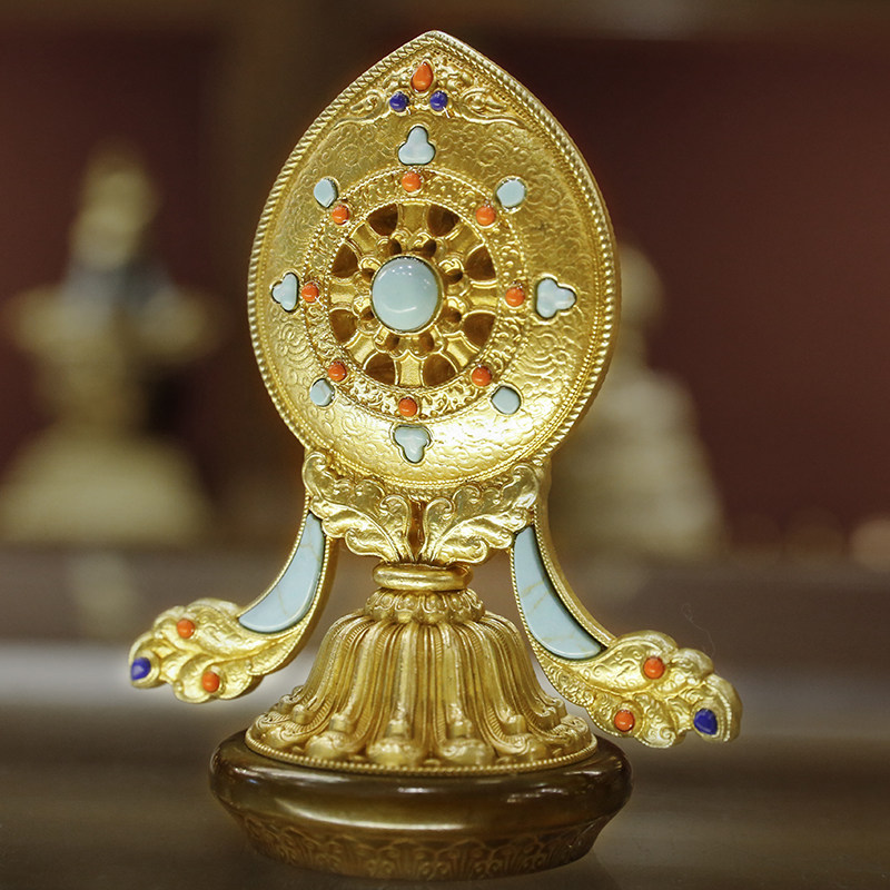 摆件慧宝纯铜金轮藏传佛教用品佛堂佛前精工密宗摆件