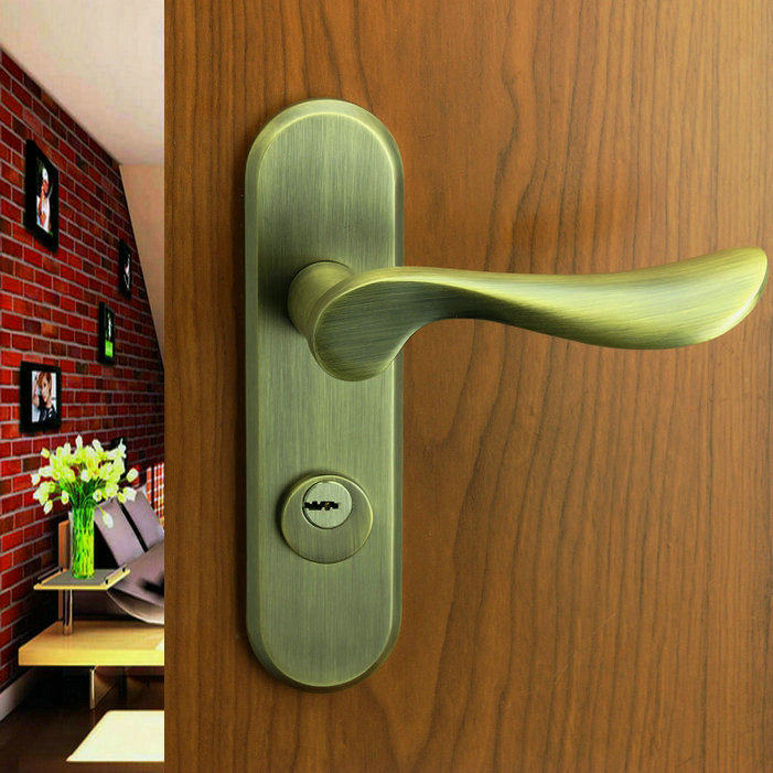 执手德国鸿瀛金色房门门锁青古古铜卧室卫生间机械门锁