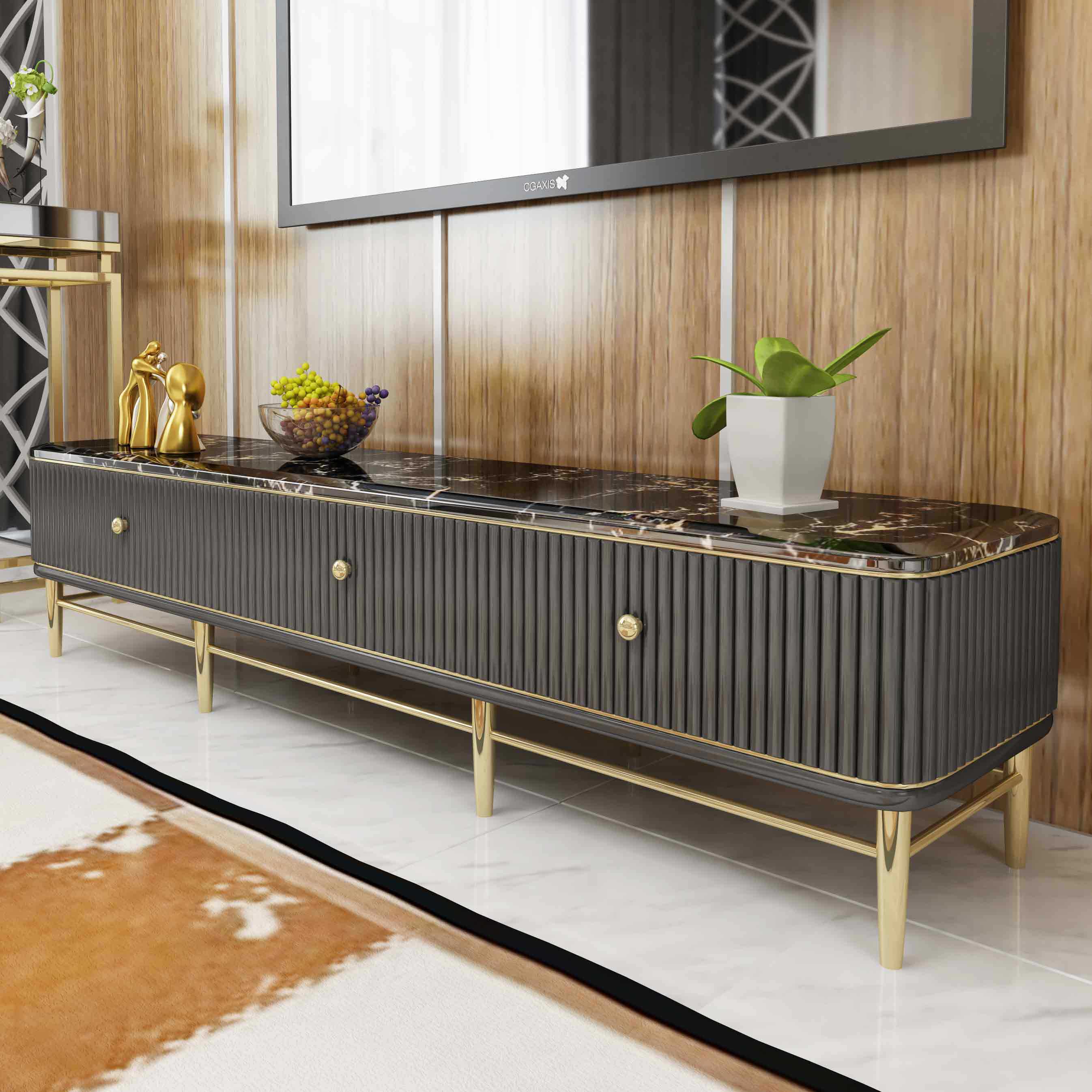 轻奢电视柜茶几组合后现代烤漆大理石矮地柜北欧简约风格客厅家具