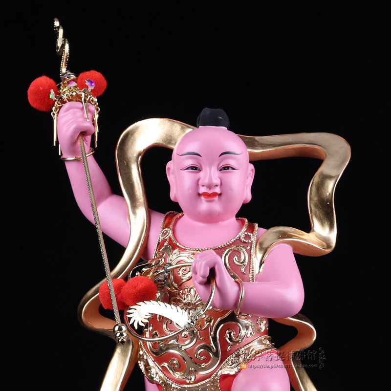 太子哪吒三太新品神像莲花香樟木雕精品供奉摆件