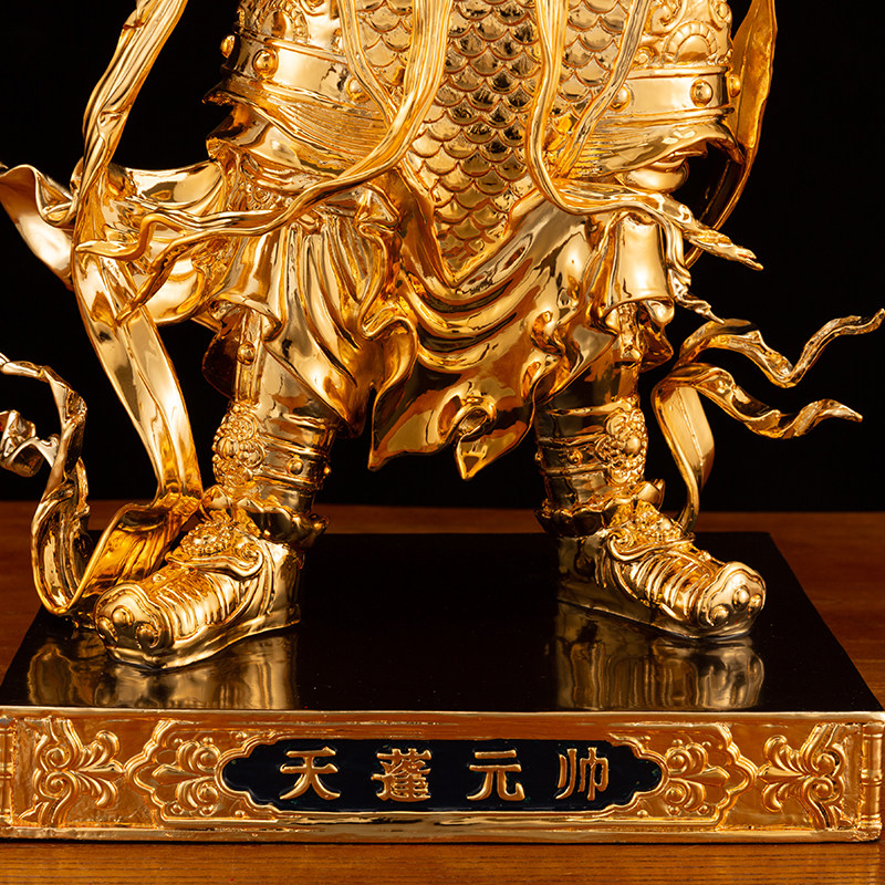 天蓬元帅19寸纯铜鎏金佛像护法法神三头六臂星宿摆件装饰摆件
