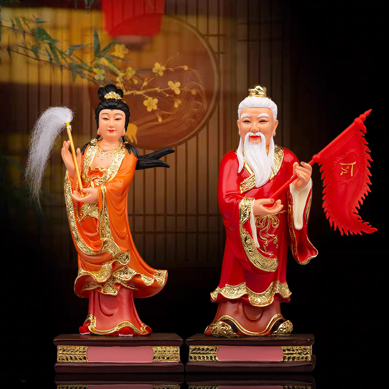 桃花12寸周公神像花仙子仙姑佛像真武大帝左右摆件