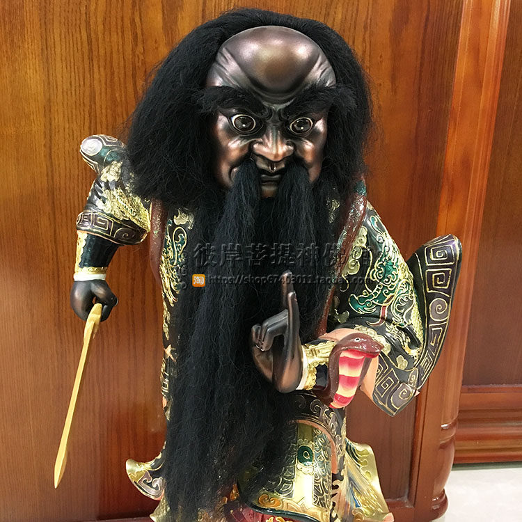 19寸站法主公法主真君张公圣君香樟木精工彩绘精品神像摆件