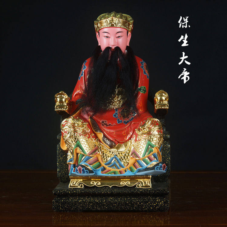 神像保生大帝吴夲吴真人香樟木雕贴金精品佛像摆件