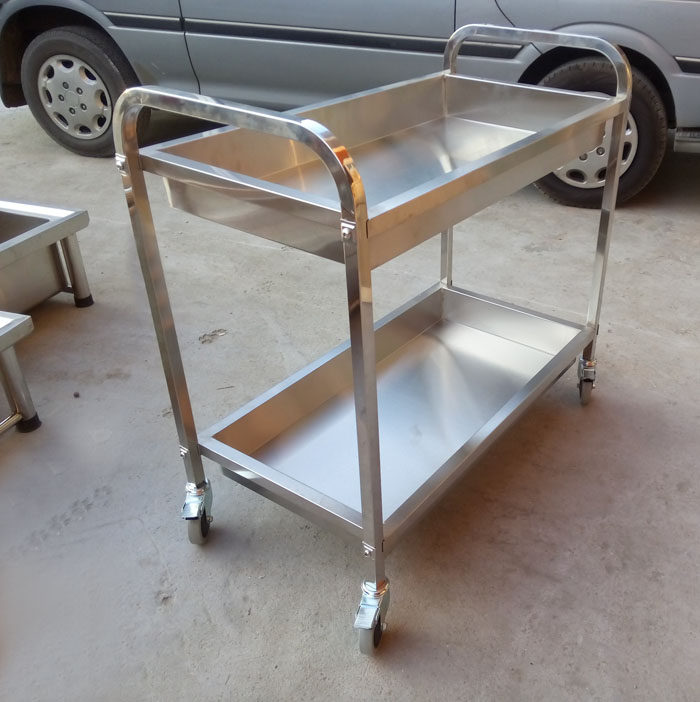 餐车加厚不锈钢移动推车火锅店饭店酒店二层收碗车餐车