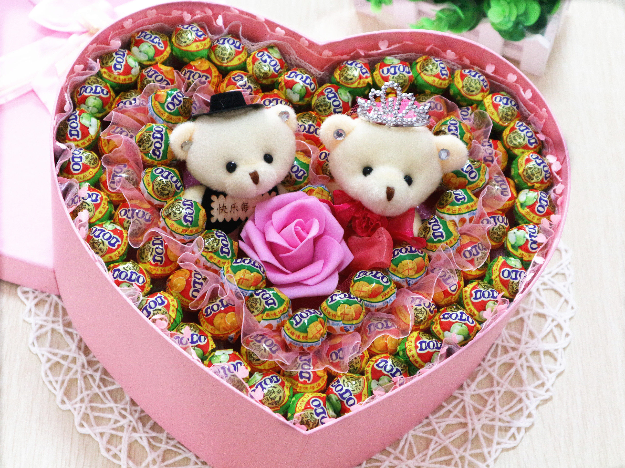 99|52颗徐福记水蜜桃苹果酸奶芒果菠萝味棒棒糖礼盒女友光棍礼物