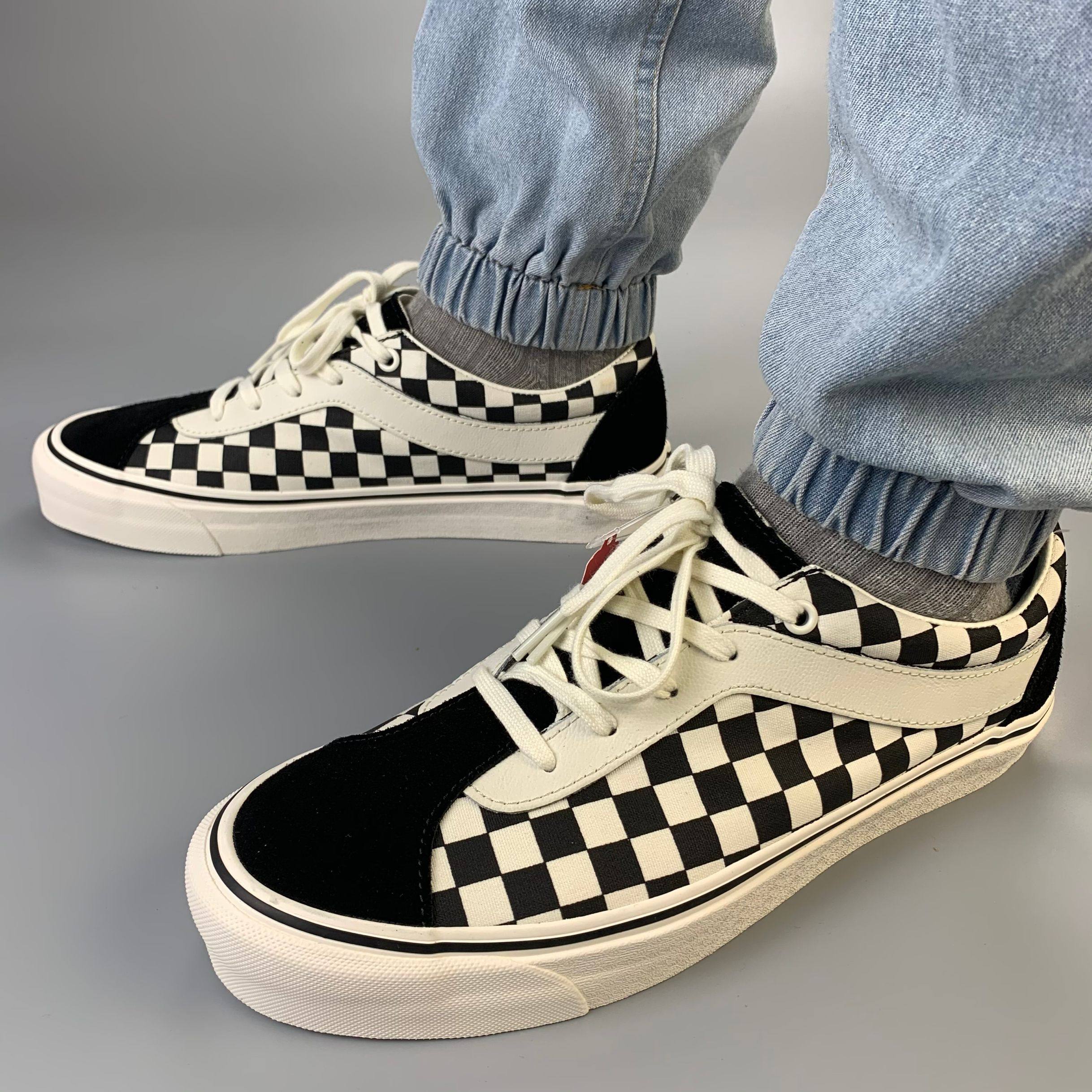 vansboldni范斯黑白黑白棋棋盘格男女低帮休闲板鞋