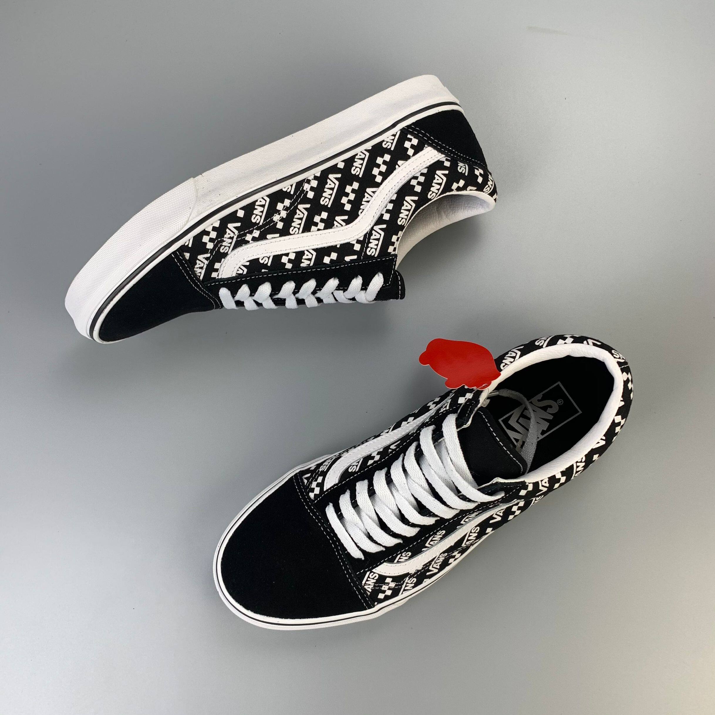 vansoldskool低帮logo字母黑白印花男女女鞋板鞋