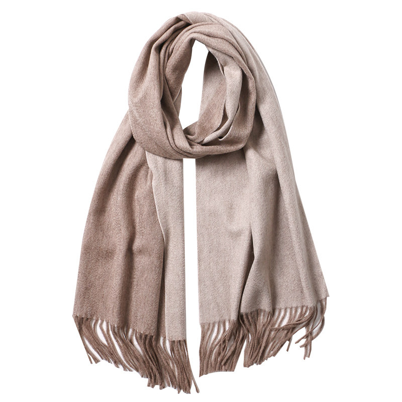 高档双面cashmere水波波纹纯色100山羊绒围巾冬季围巾