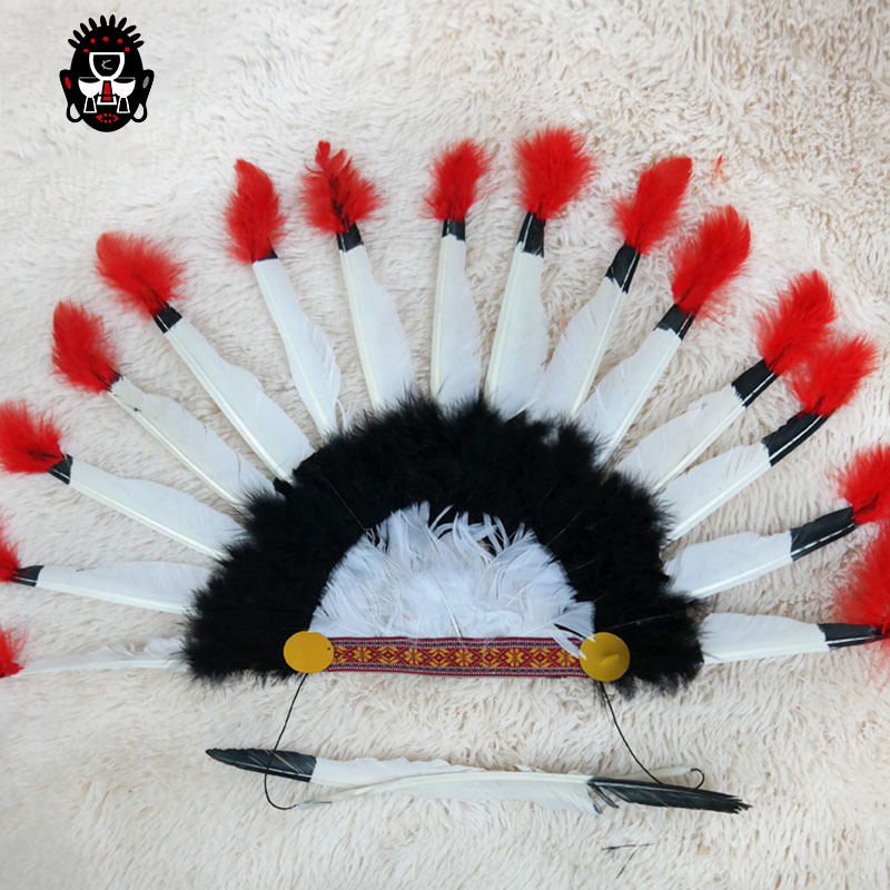 拓展非洲活动专用彩色印第安羽毛头饰舞蹈演出头饰