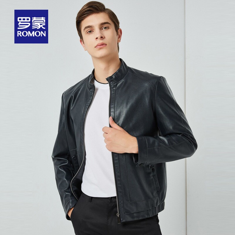 罗蒙男士皮夹克2020秋冬新款商务皮衣立领短款夹克