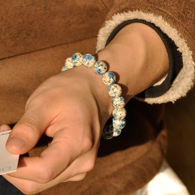 天然k2手链女手串能量石蓝稀有矿标水晶水晶花手链