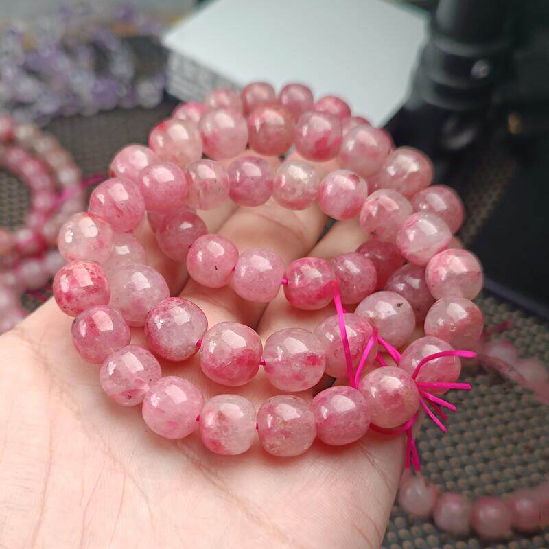 蔷薇挺热南非樱花雨老型珠手串冰透玉化手链石国风手链