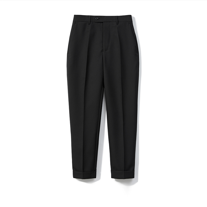 设计师品牌muslun基础款春夏修身九分裤小脚精纺70%羊毛