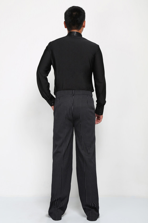 男士拉丁舞摩登交谊舞国标舞广场舞演出服舞蹈套装条纹拉丁舞练习套装