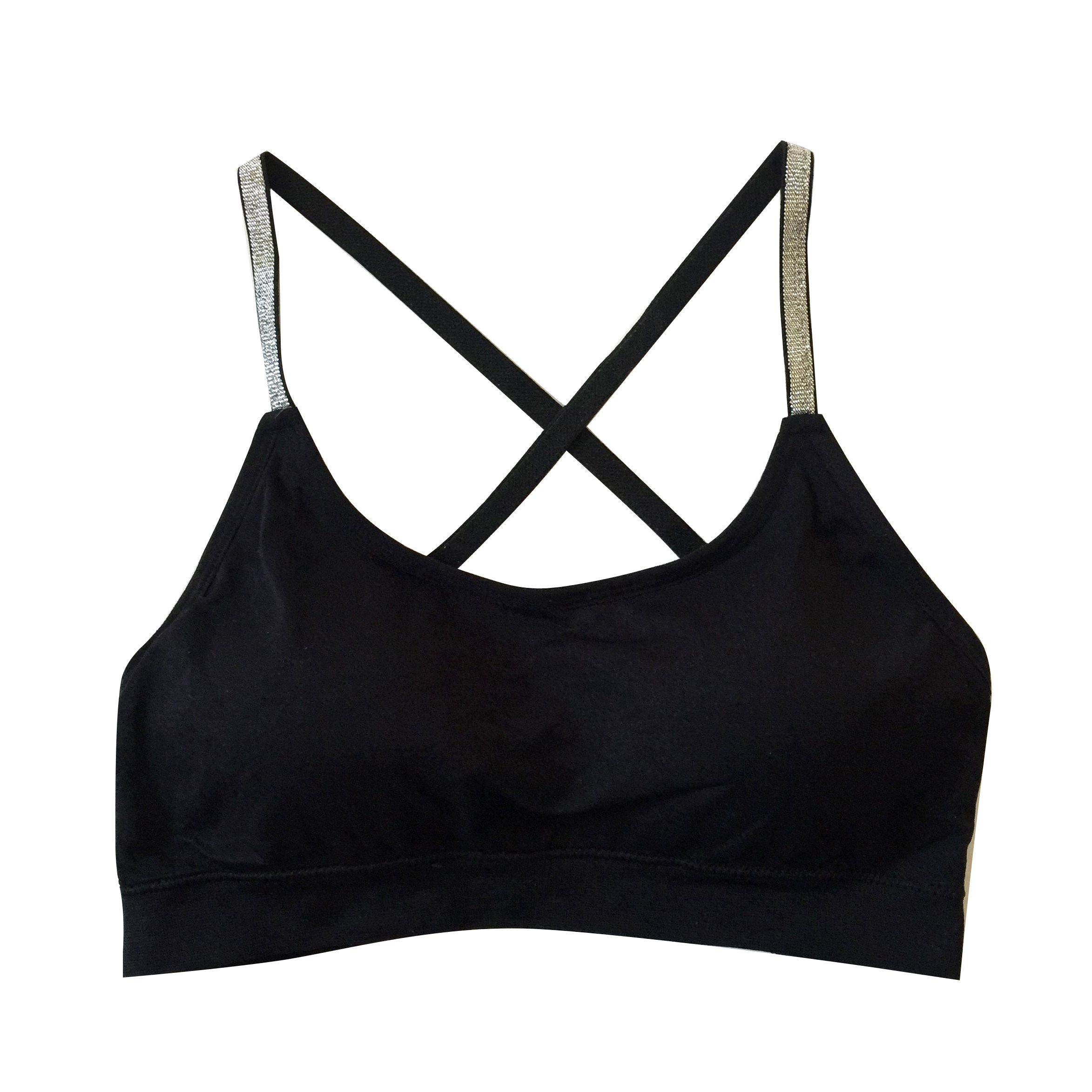 银肩带交叉美背露背吊带胸垫无钢圈背心女运动抹胸裹胸薄款内衣夏