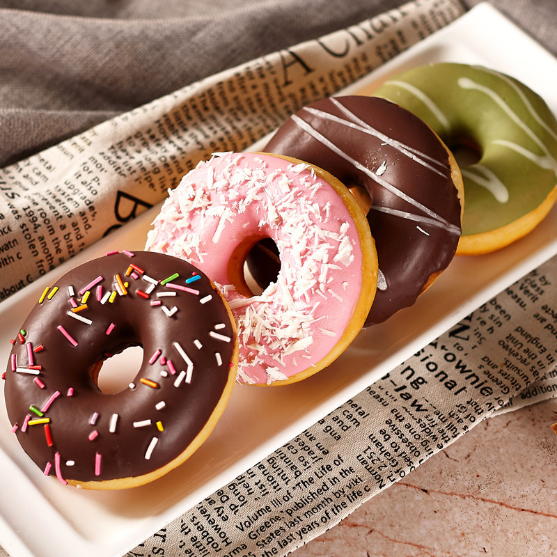 高贝速冻甜甜圈50g75个原味蓝莓草莓味果面包传统西式糕点