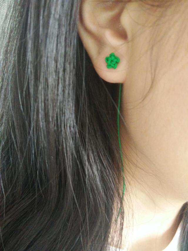 疯狂天后同款小花红绳耳线五星长款防过敏绳子耳钉超仙樱花耳环女