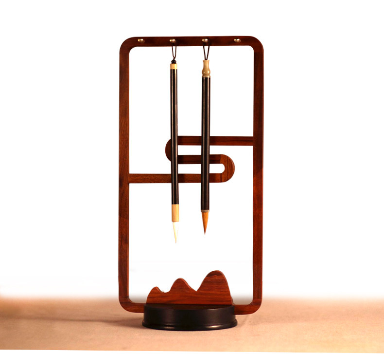 天然实木毛笔挂小黄花梨简约现代学生笔架文房四宝文房四宝