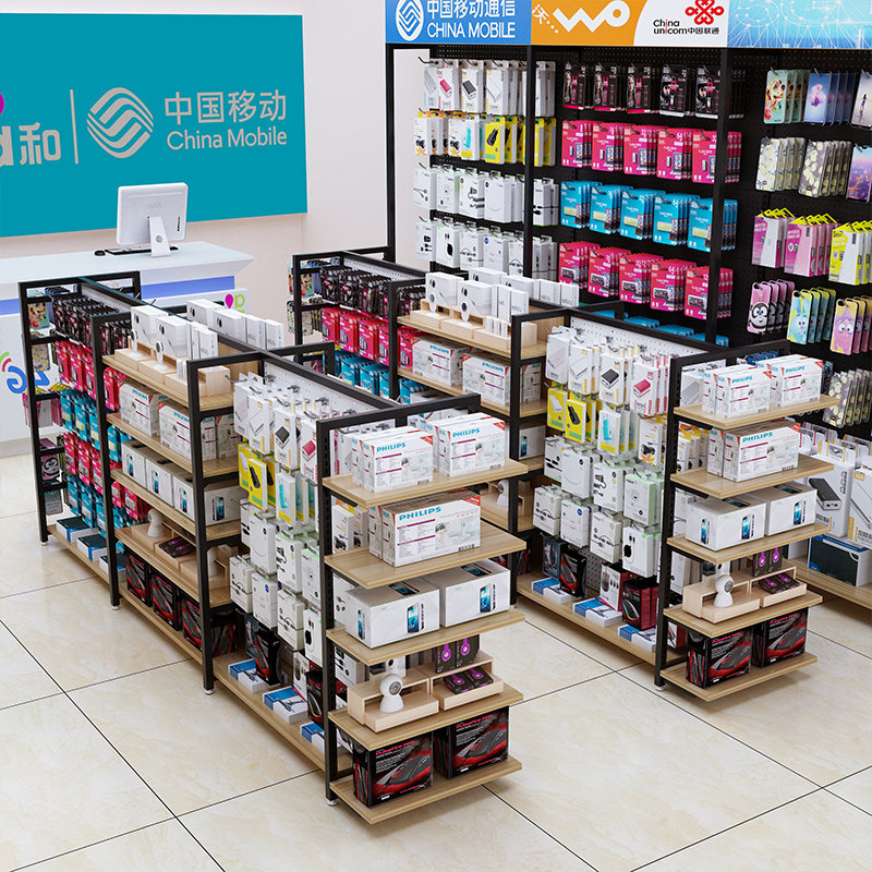 化妆品展示中岛便利店超市母婴手机配件文具饰品双面商用展示柜