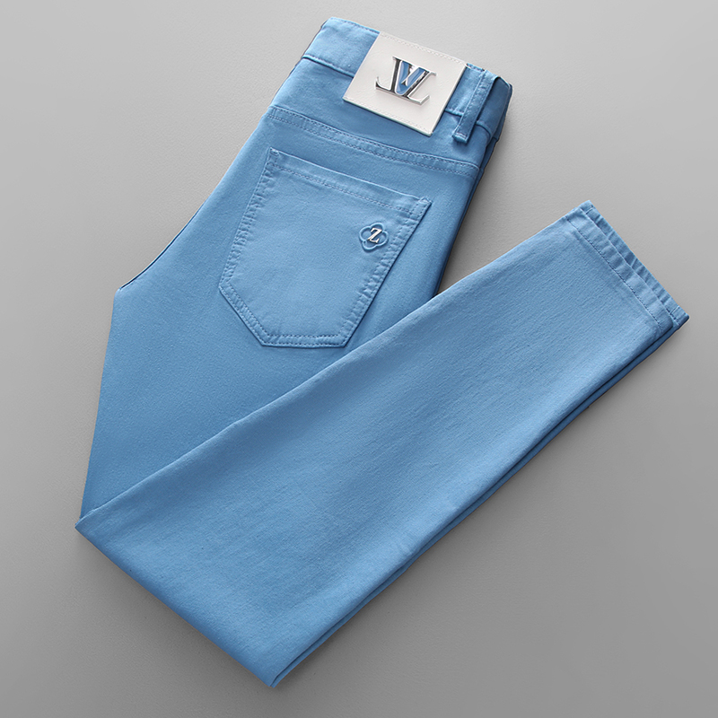 炫彩色时尚牛仔裤男潮牌2022年春季新款修身小脚潮流休闲水洗长裤