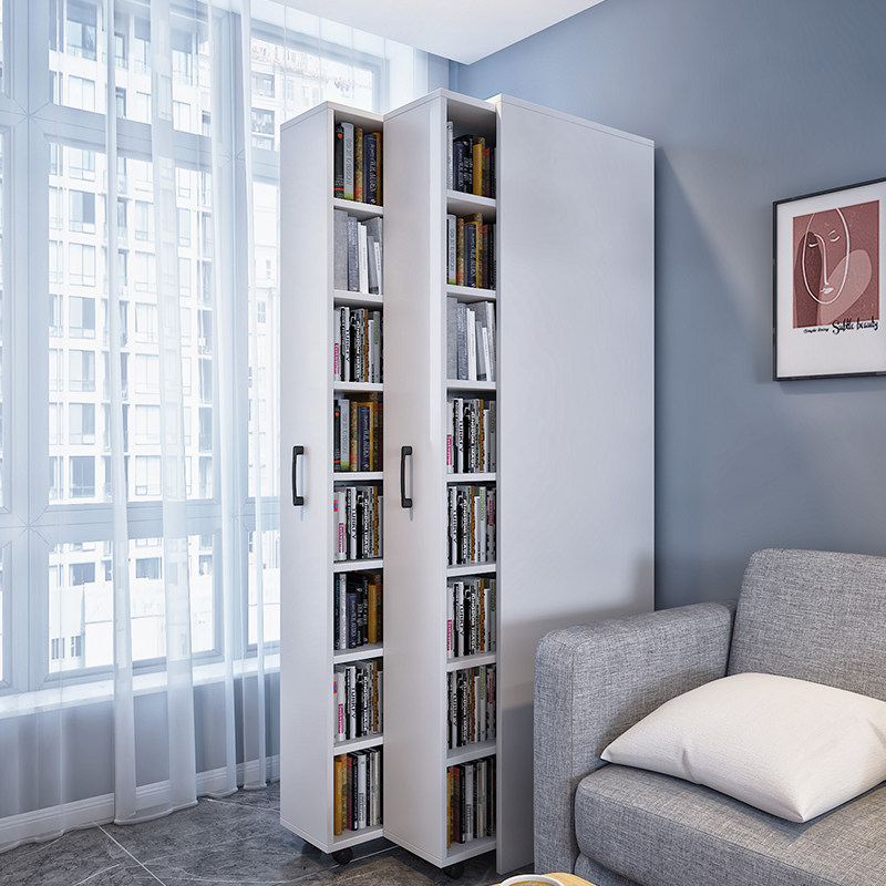 北欧三层推拉可移动抽拉书柜抽屉式带轮落地书橱单个书柜