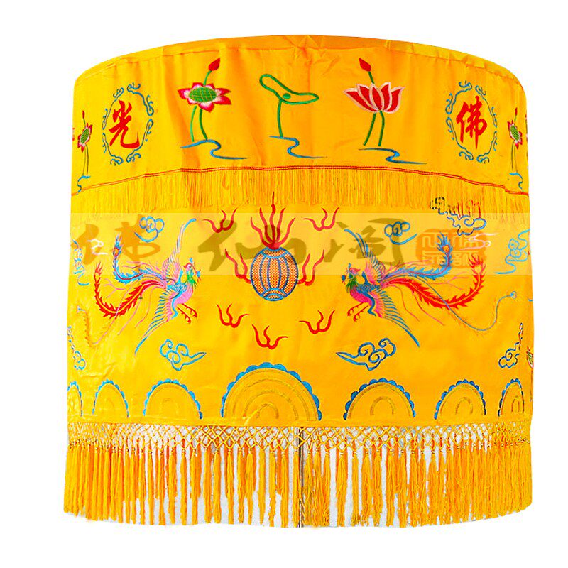 1米佛教用品观音娘娘莲花荷花宝盖华盖黄罗伞刺绣