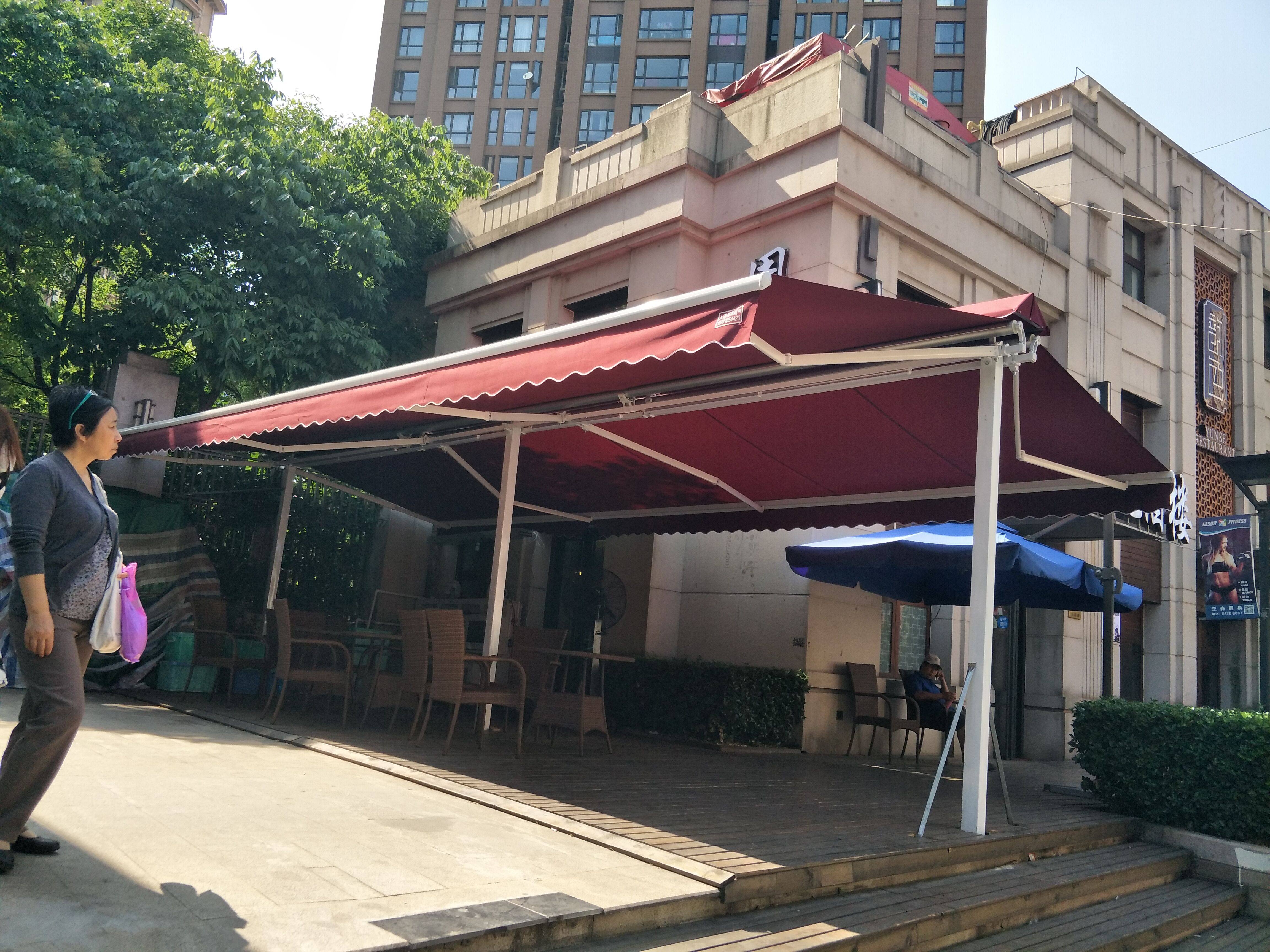 豪华电动遮阳铝合金伸缩手摇篷双开篷人遮阳篷