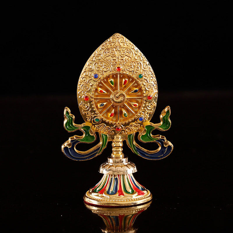 藏式合金八吉祥摆件小号彩绘莲花吉祥八宝工厂其他