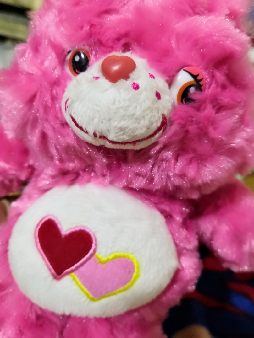 稀有22cmcarebears长毛爱心熊心熊彩虹睡觉双心毛绒