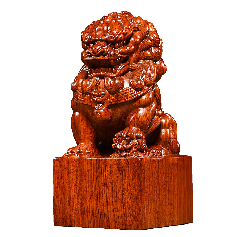 花梨木雕方形狮子印章木质玉玺定制制定做官木雕
