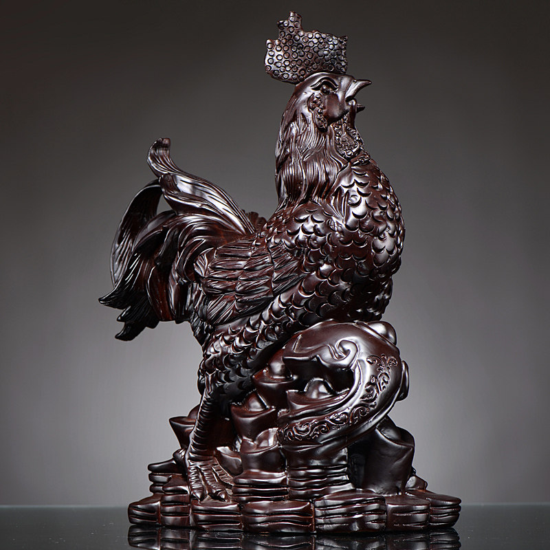 檀木木雕摆件根雕大公鸡十二生肖鸡实木质雕刻雕刻家木雕