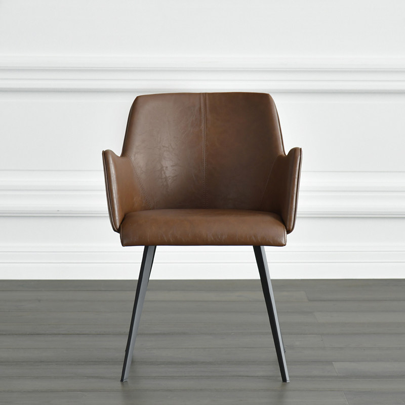 jolor/1820home 北欧现代混搭 轻复古金属腿pu皮椅 扶手椅餐椅