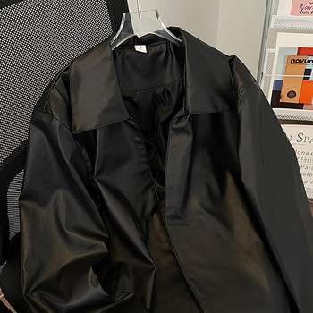 ລະດູໃບໄມ້ປົ່ງ ແລະລະດູໃບໄມ້ຫຼົ່ນປີ 2024 ແບບໃໝ່ຂອງເສື້ອໜັງລົດຈັກຂອງຜູ້ຊາຍ Handsome ລະດັບສູງ American Retro Casual Loose Leather Jacket