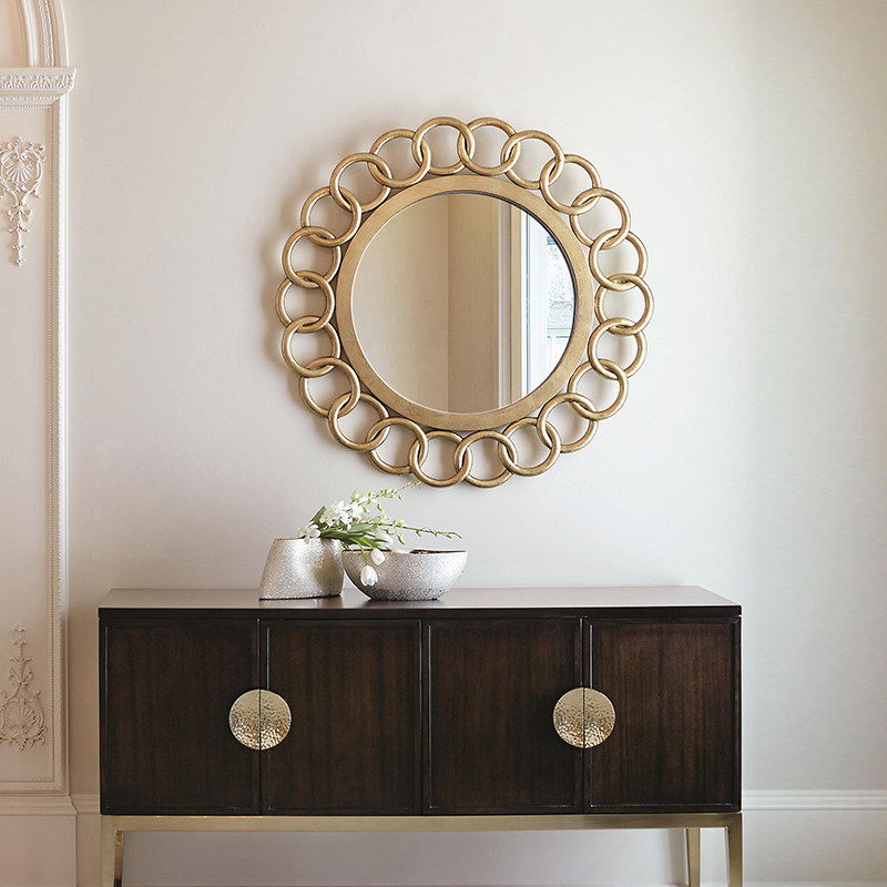 欧式卫浴美式装饰镜框卫生间圆形客厅玄关壁挂化妆镜