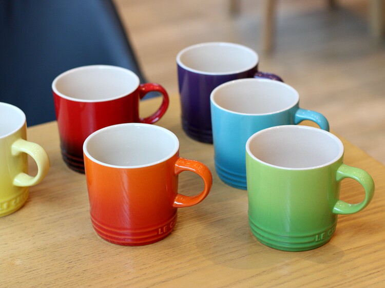 马克渐变变色350ml高温炻新彩虹6件组套装送杯架马克杯