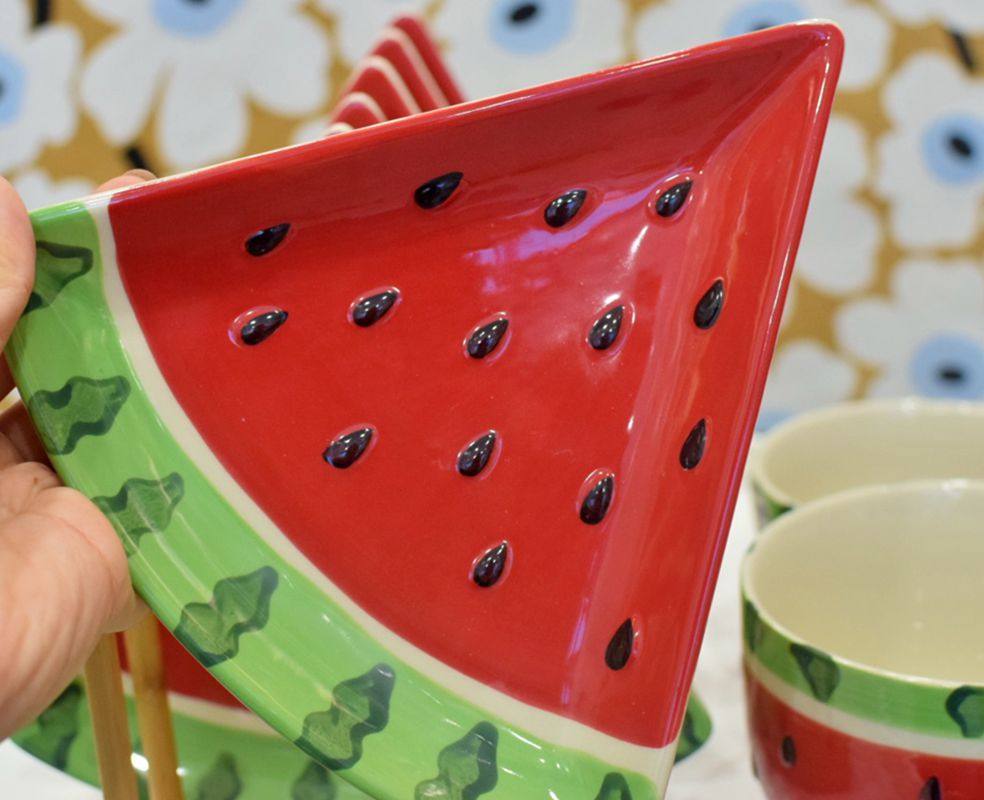 西瓜造型碗盘套装外单可爱立体麦片饭碗早餐碗