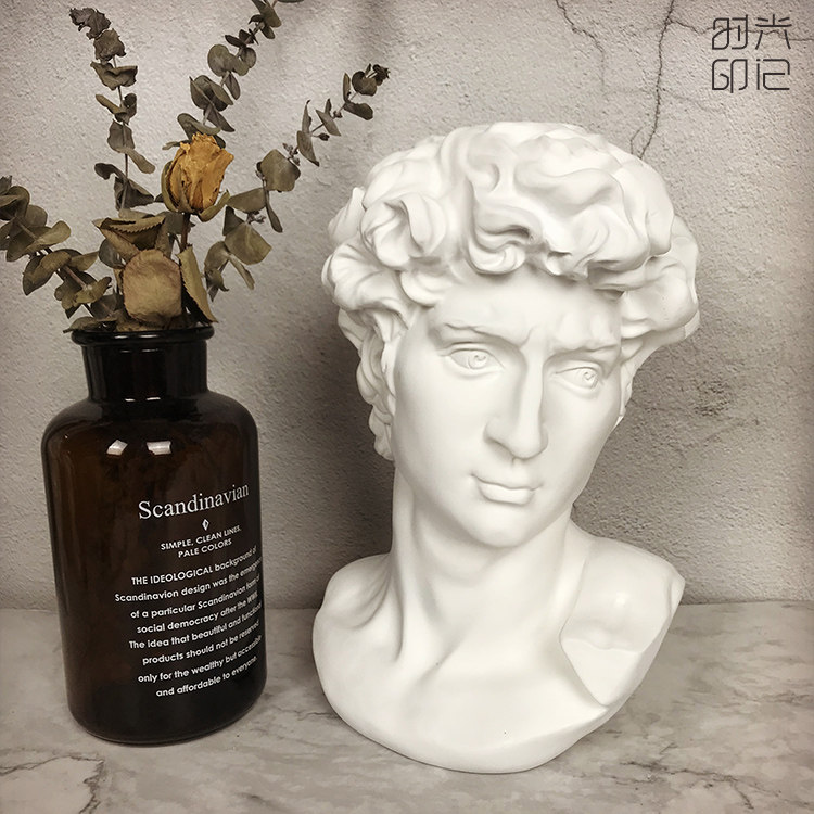 北欧风格小号大卫头像树脂家居饰品摆件现代简约客厅摆件