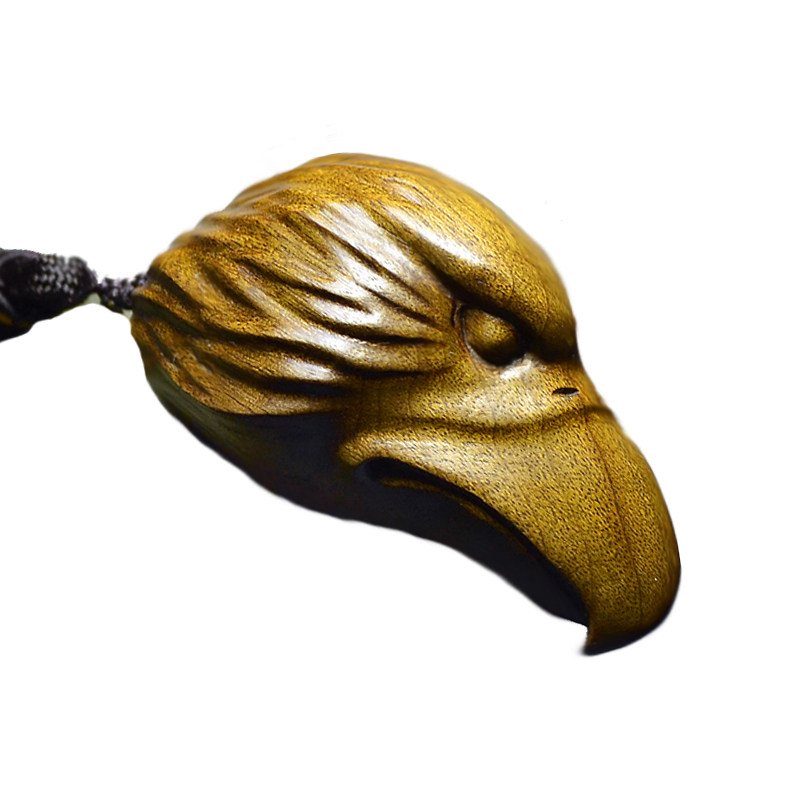 手把把玩阴沉金丝楠木木雕老鹰鹰头文玩挂件木雕