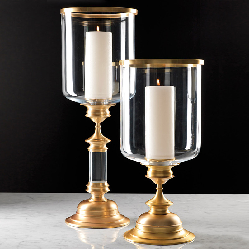 北卡美家印度进口黄铜玻璃蜡台现代客厅烛台烛台
