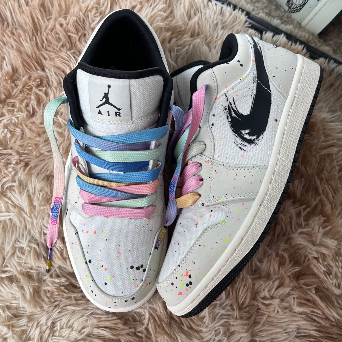 airjordanaj1米白白黑水彩泼墨低帮篮球鞋dm3528dh3295100篮球鞋