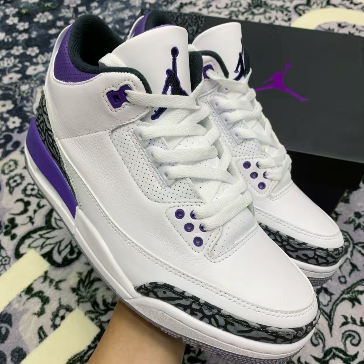 airjordanaj3白紫爆裂裂纹男子中帮篮球鞋ct8532105篮球鞋