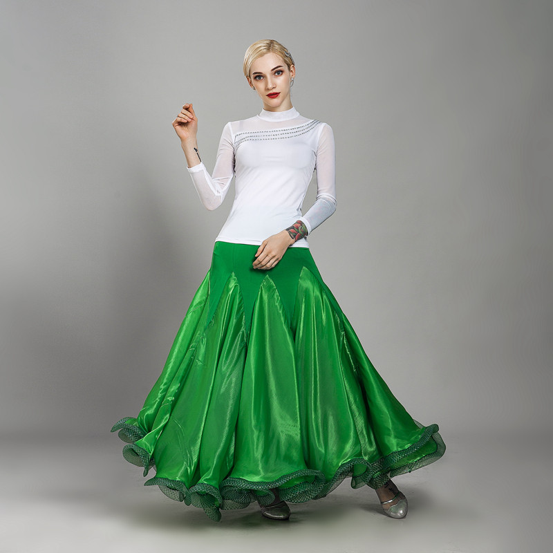 2022新款摩登舞裙华尔兹大摆半身国标女士长裙摩登舞下装