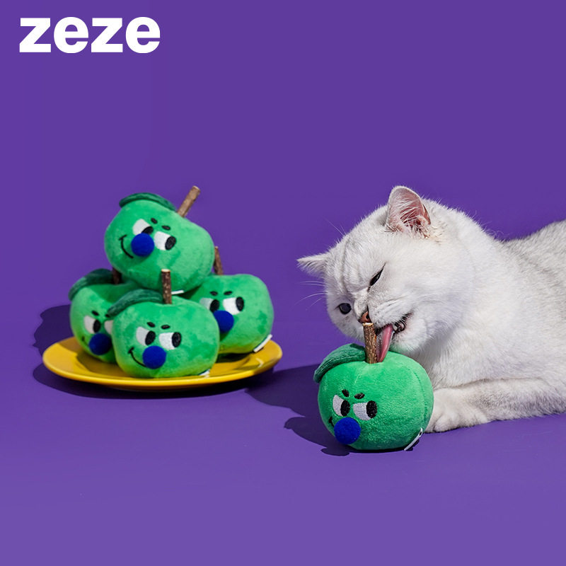 玩具zeze小苹果木天蓼耐咬磨牙逗猫棒洁齿棒逗猫棒