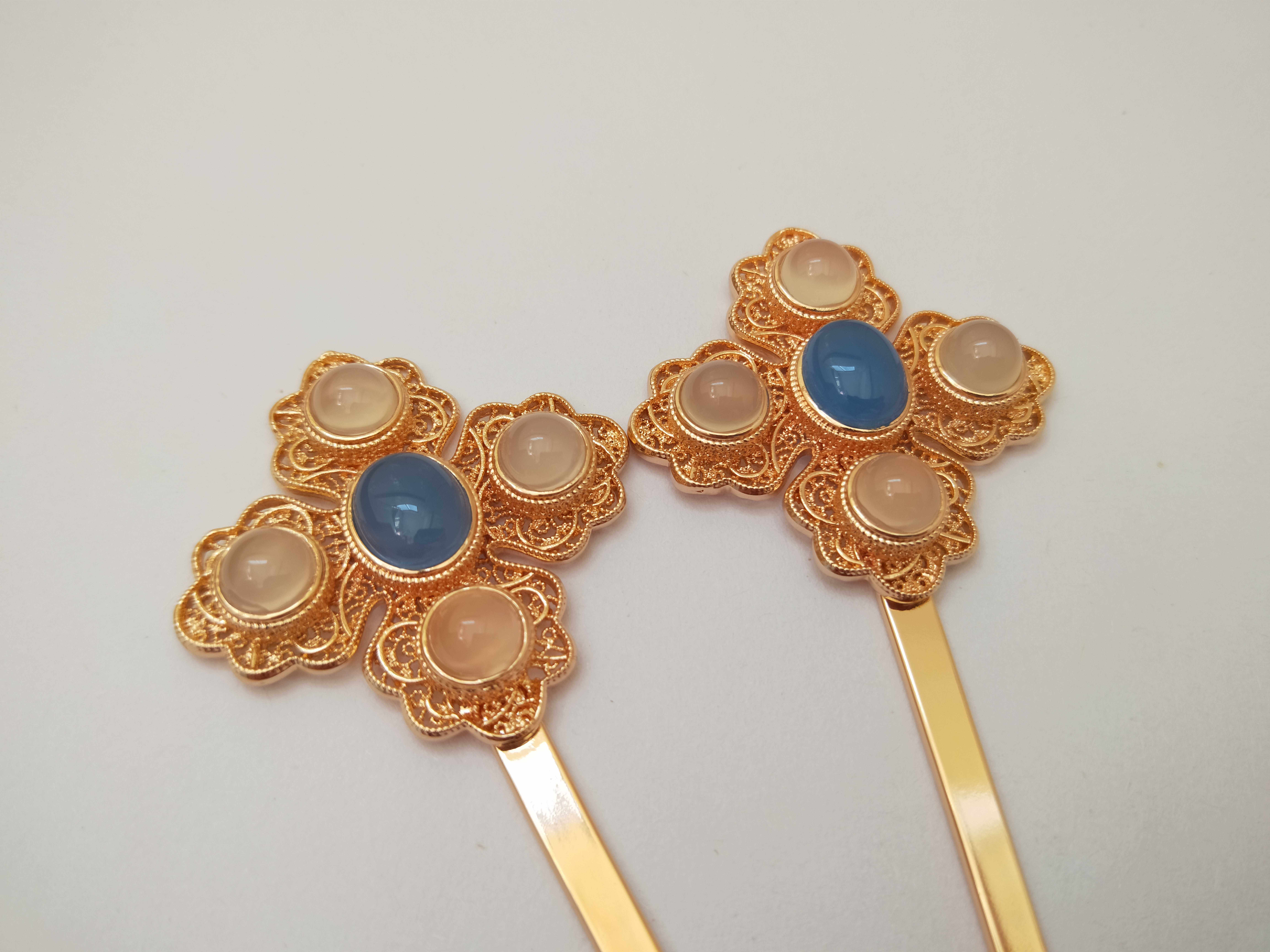 首饰文物明代狄髻掩鬓花丝头饰汉服明制发饰