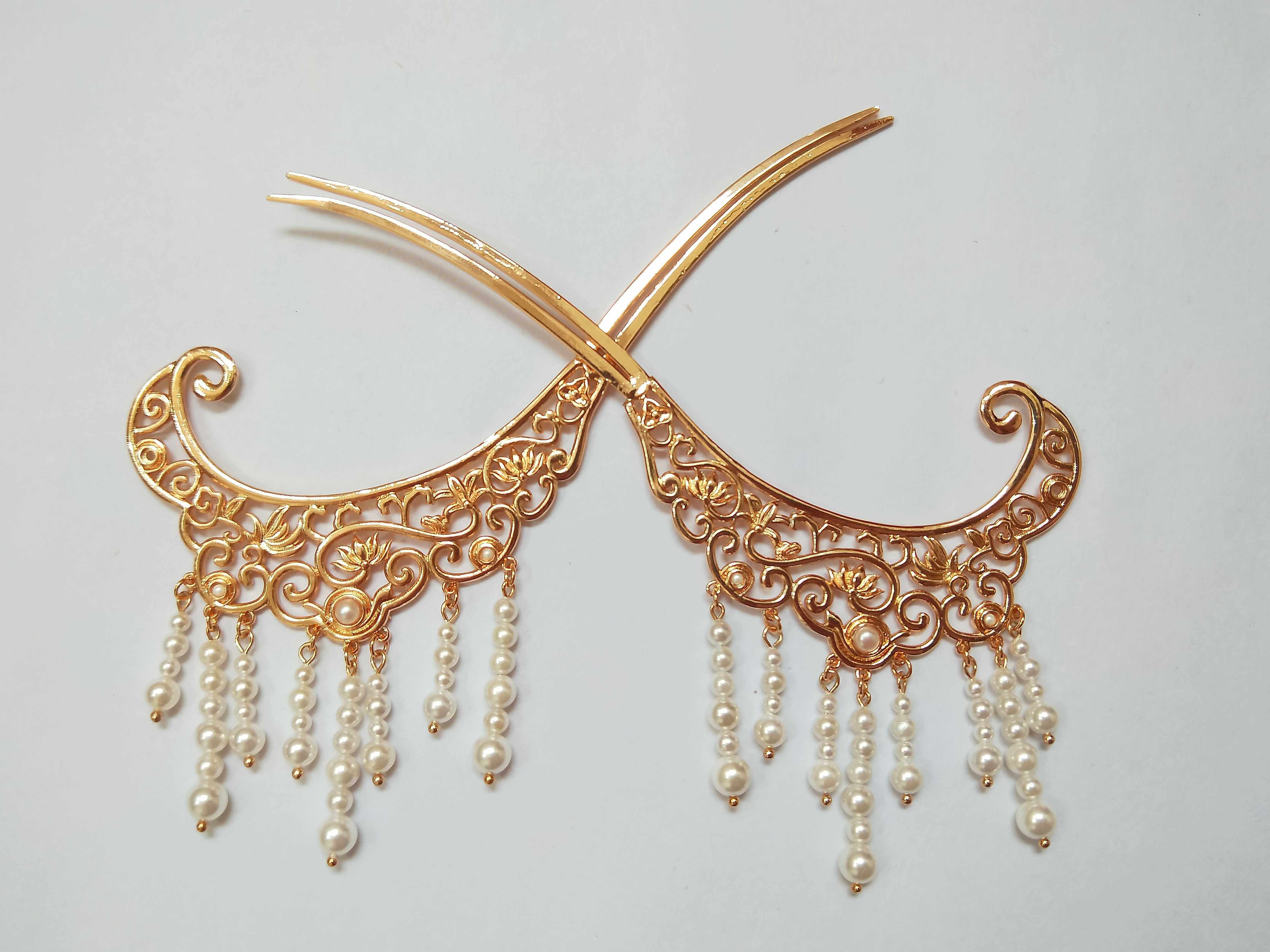 明制荻髻流苏步摇发钗宋制皇后步摇发簪古风汉服配饰