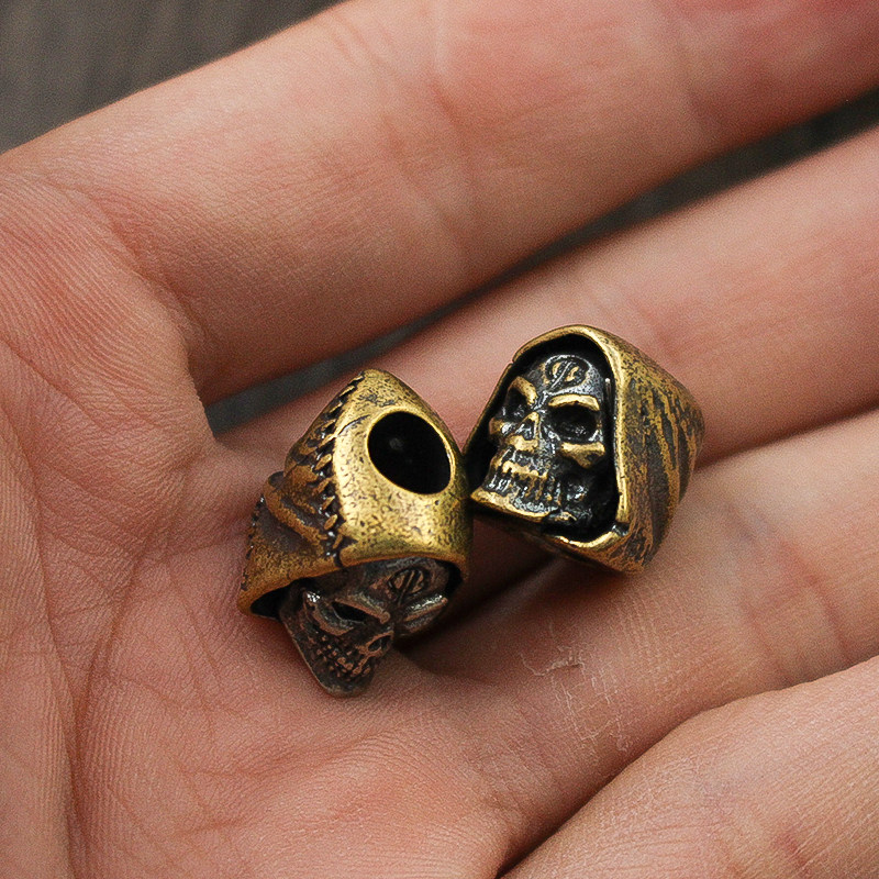 戴帽骷髅纯铜刀坠edc吊坠挂件伞绳挂坠尾diy挂扣
