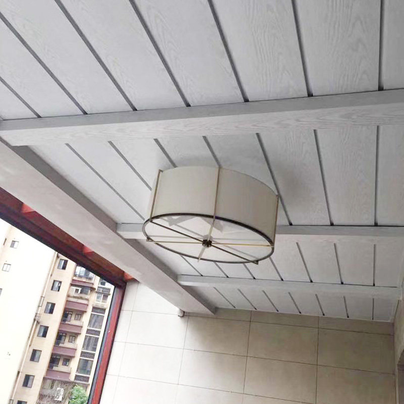 吊顶集成长条阳光房阳台全屋木纹中式新中式复古扣板模块