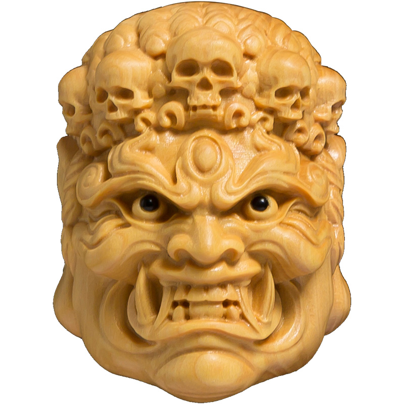 黄杨木盘玩物件男士随身把玩文玩手把件辟邪挂件木雕吊坠不动明王 - 图3