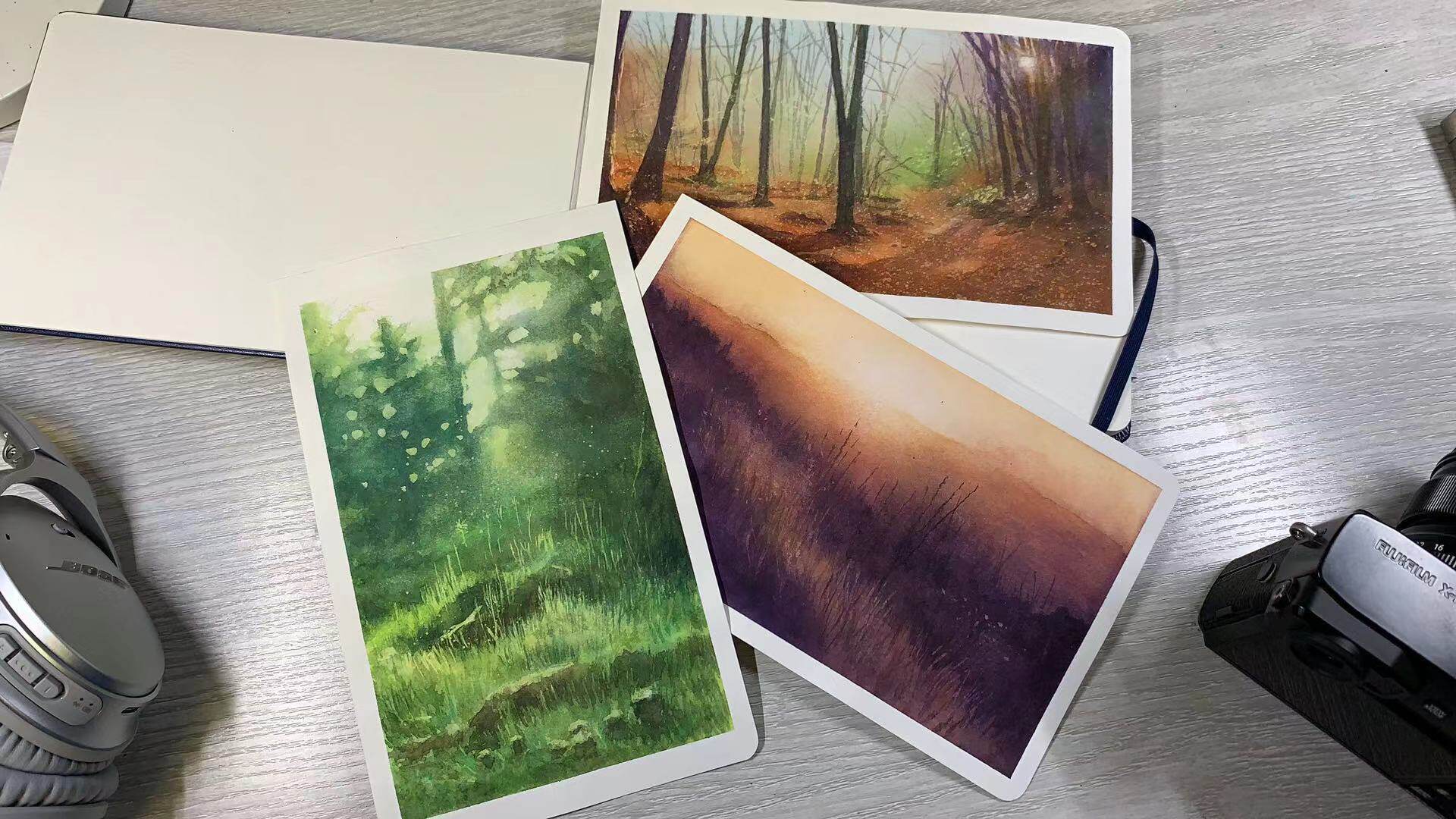 pentalic潘塔利克旅行水彩本300g棉浆纸 速写绘图手绘本 单面封胶